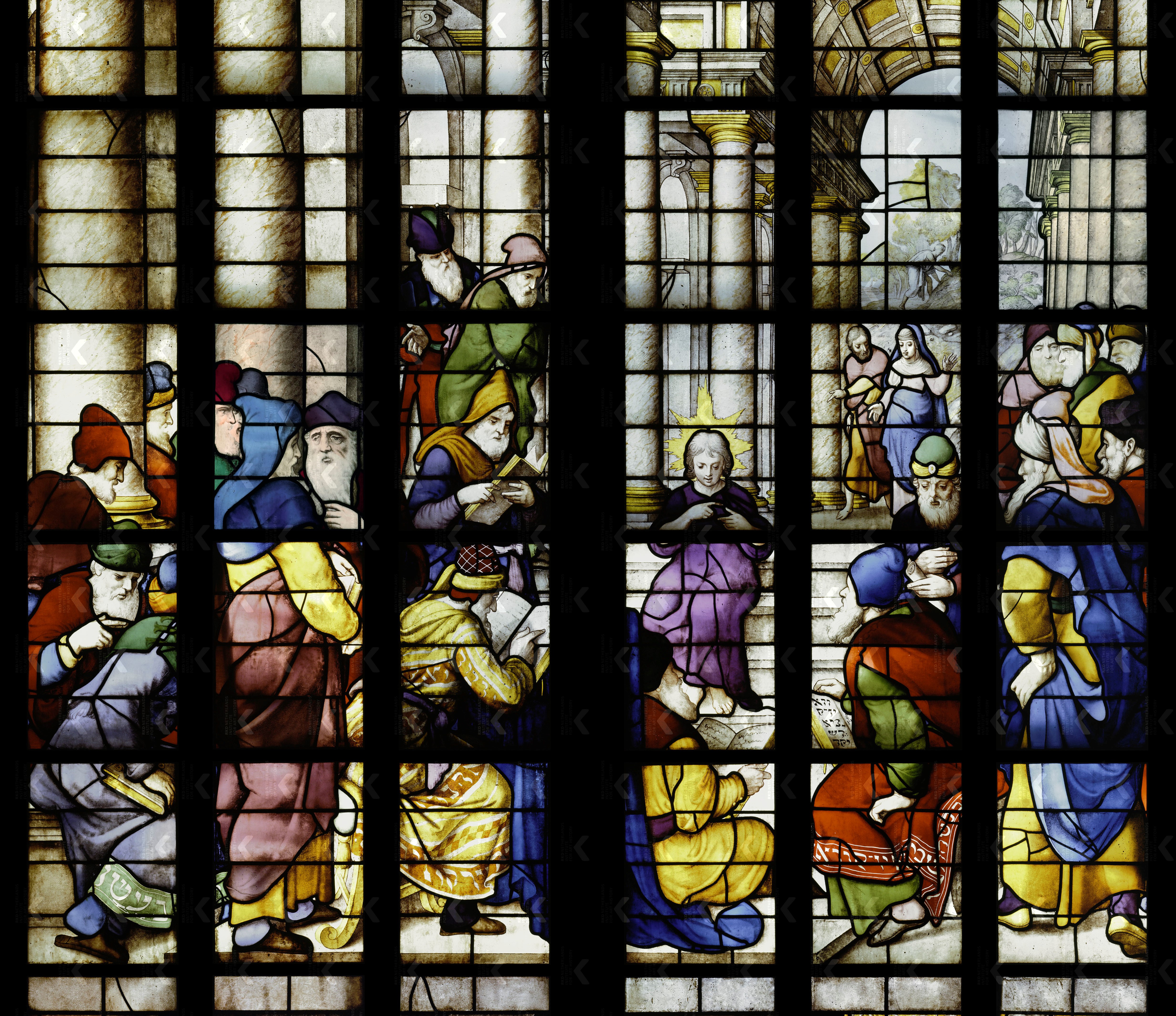 Glas 13 sint-Jan Gouda, De twaalfjarige Jezus in de tempel