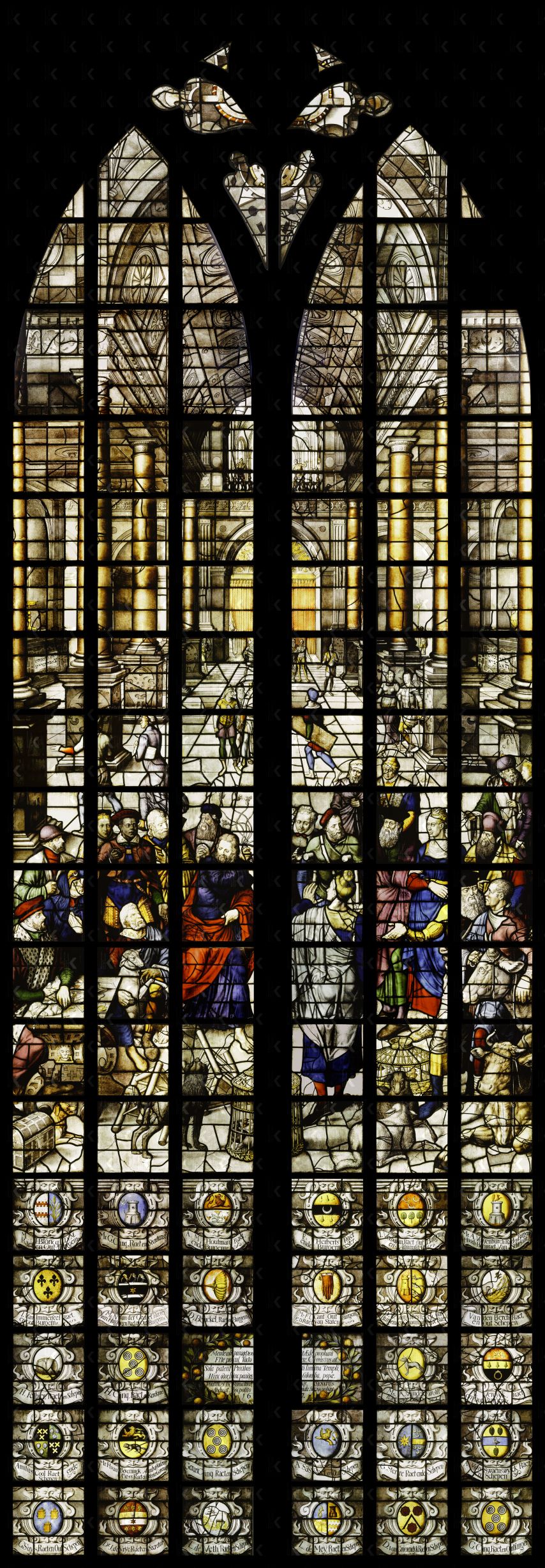 Glas 22 Sint-Jan Gouda, Jezus jaagt de handelaars de tempel uit